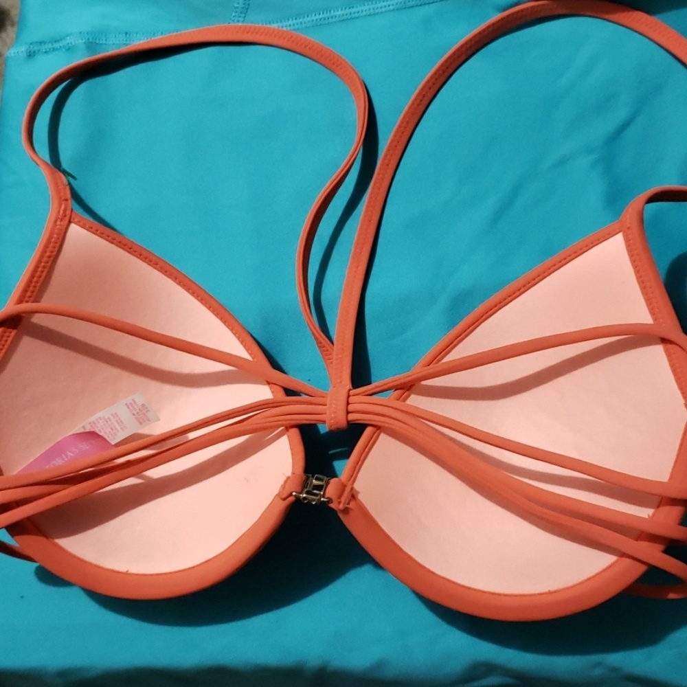 VICTORIAS SECRET WOMEN'S CORAL STRAPPY BIKINI TOP - Picture 3 of 8